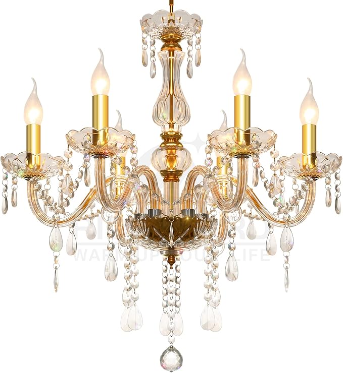 Clear Crystal Chandelier Candle Pendant Lamp Ceiling Living Room Lighting