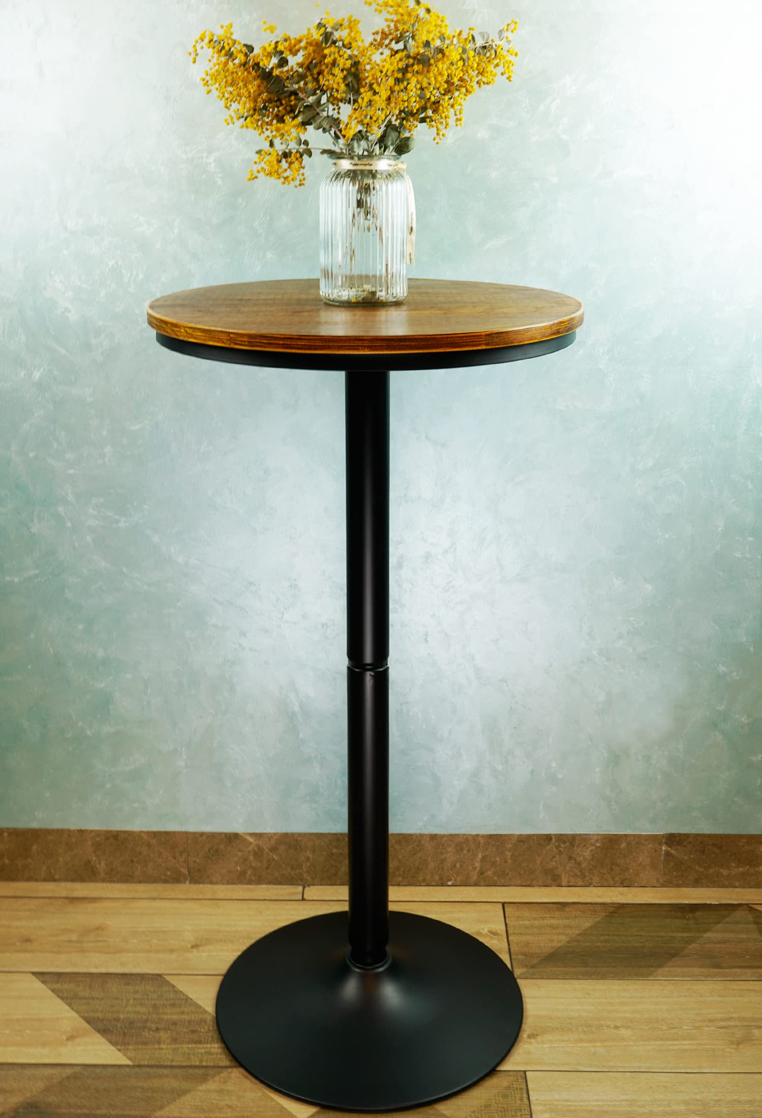 Round Bar Height Bistro Pub Table - Natural Wood Top