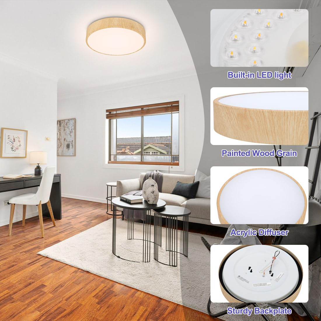LED Flush Mount Ceiling Light Fixtures 12’’, Modern Bedroom Ceiling Lights