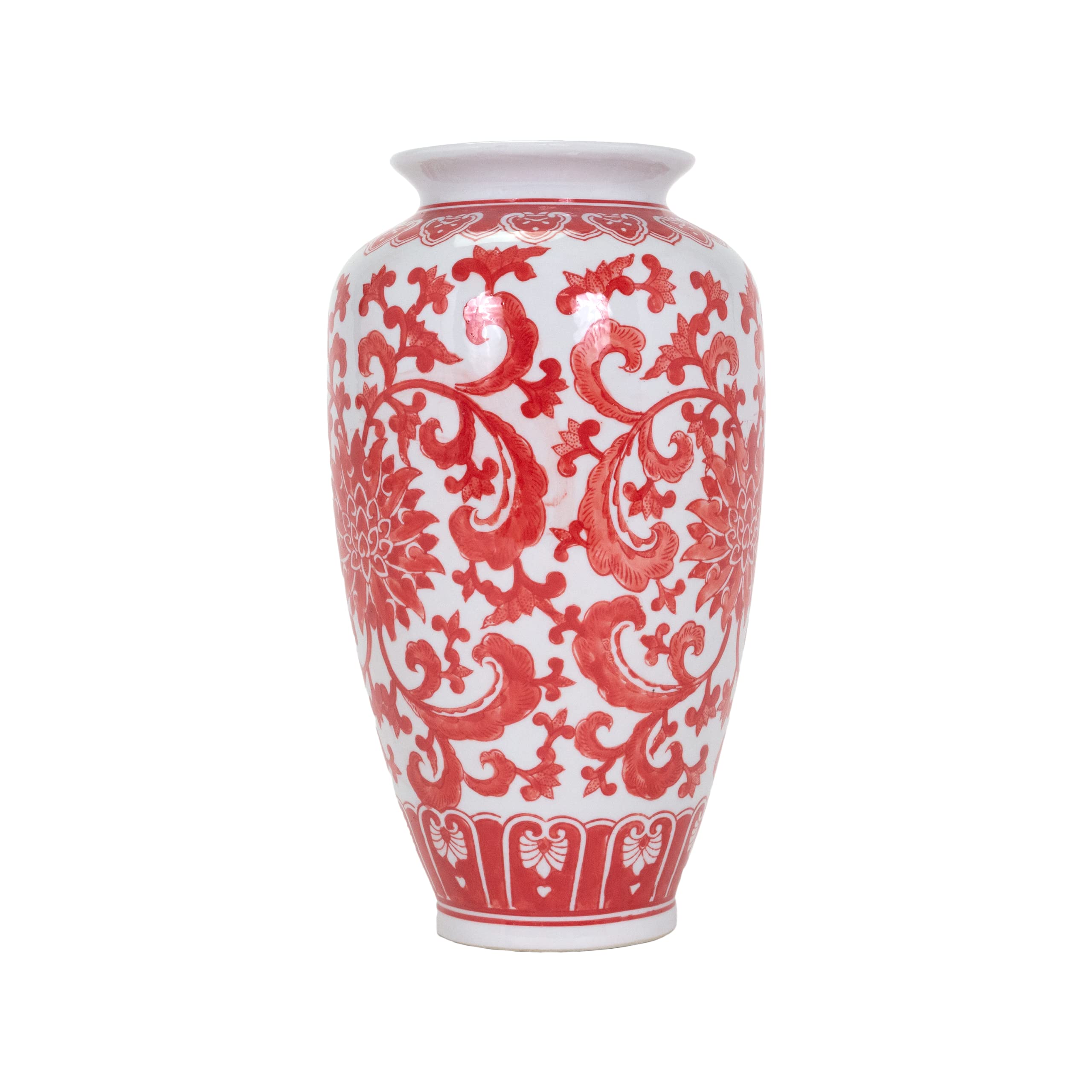 Luden Vase in Red and White, 8”D x 15” H