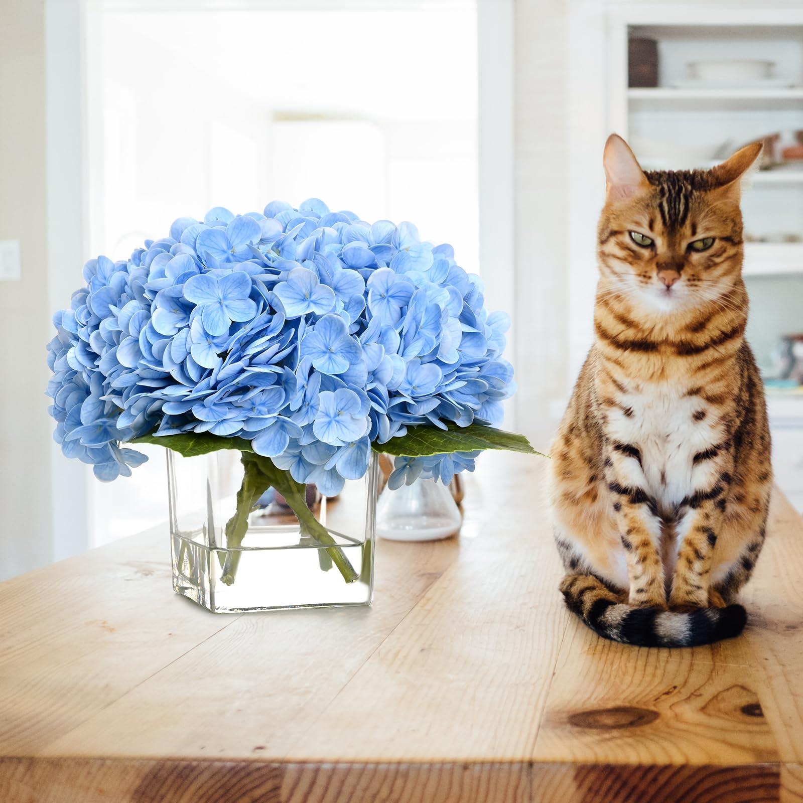 Luxury PU Fake Flowers in Vase with Faux Water