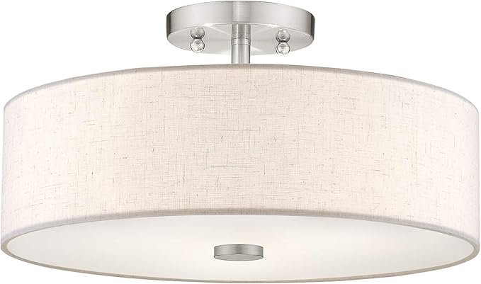 Meridian Collection 3-Light Semi Flush Mount Ceiling Fixture with Oatmeal Color