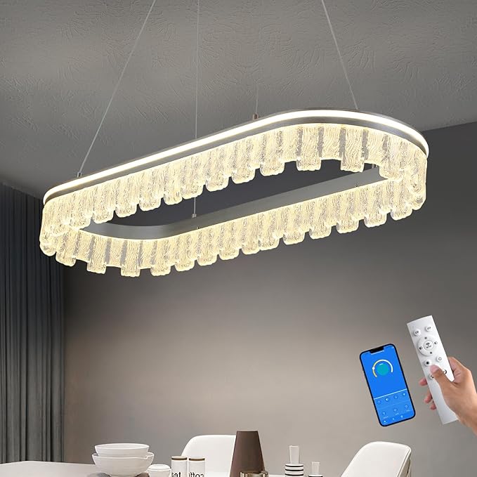 Modern Pendant Lights Kitchen Island, 50" Minimalist Dimmable LED Linear Light Fixture