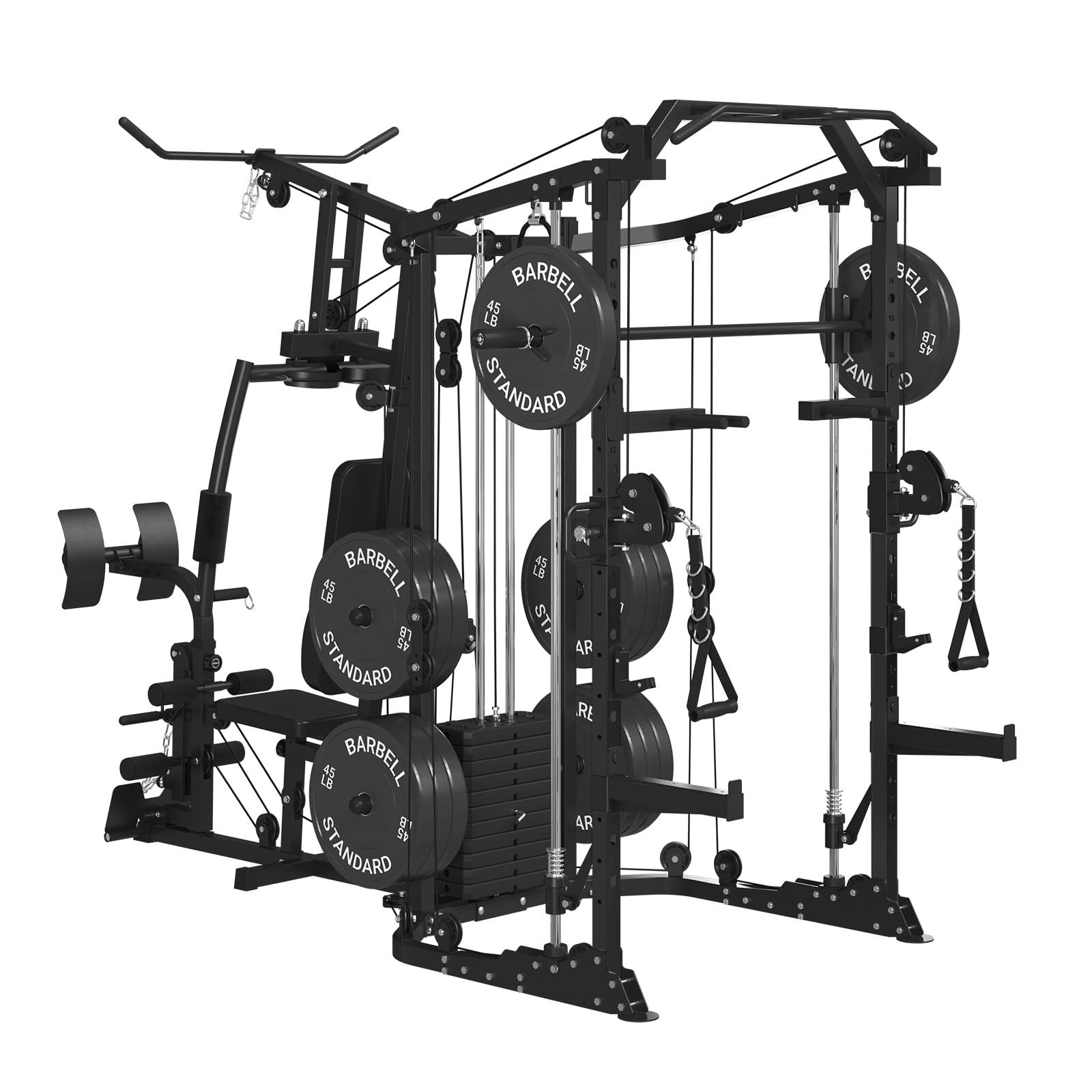 Machine Power Cage, Multi-Function Home Gym System with Cable Crossover System