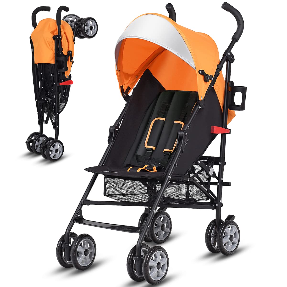 Lightweight Compact Travel Stroller - Infant to Toddler With Adjustable Backrest