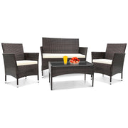 Outdoor Patio Furniture Sets, 4 Pieces Rattan Chairs Wicker