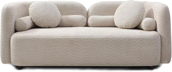 88.5'' Minimalist Curved Sofa 3 Seater Chenille Velvet Fabric Sofa