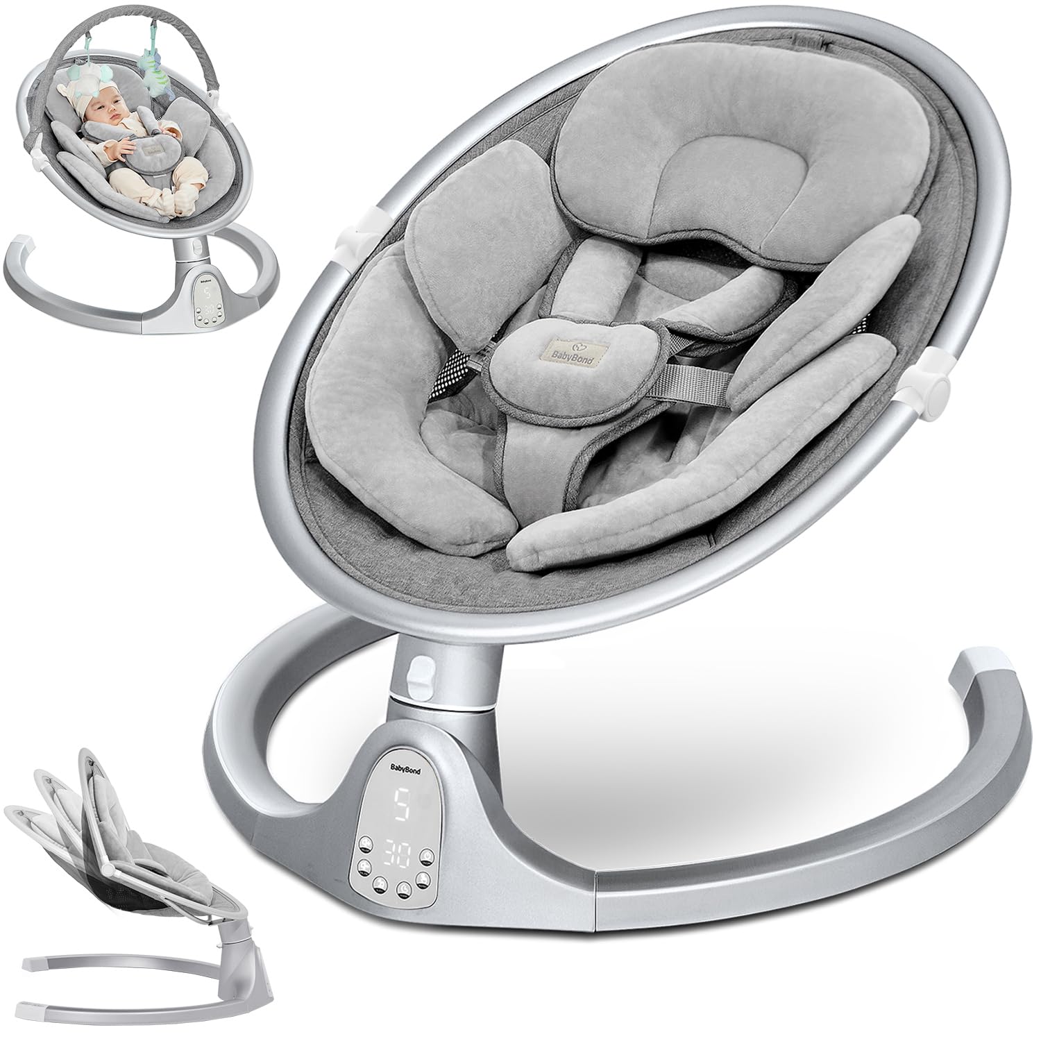 Baby Swings for Infants, Bluetooth Infant Swing with 3 Seat Positions