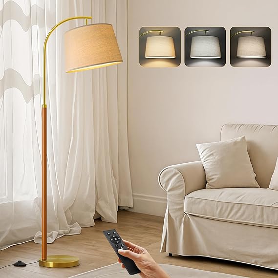 Floor Lamp for Living Room with Foot Switch Wood Standing Lamp Tall Lamp