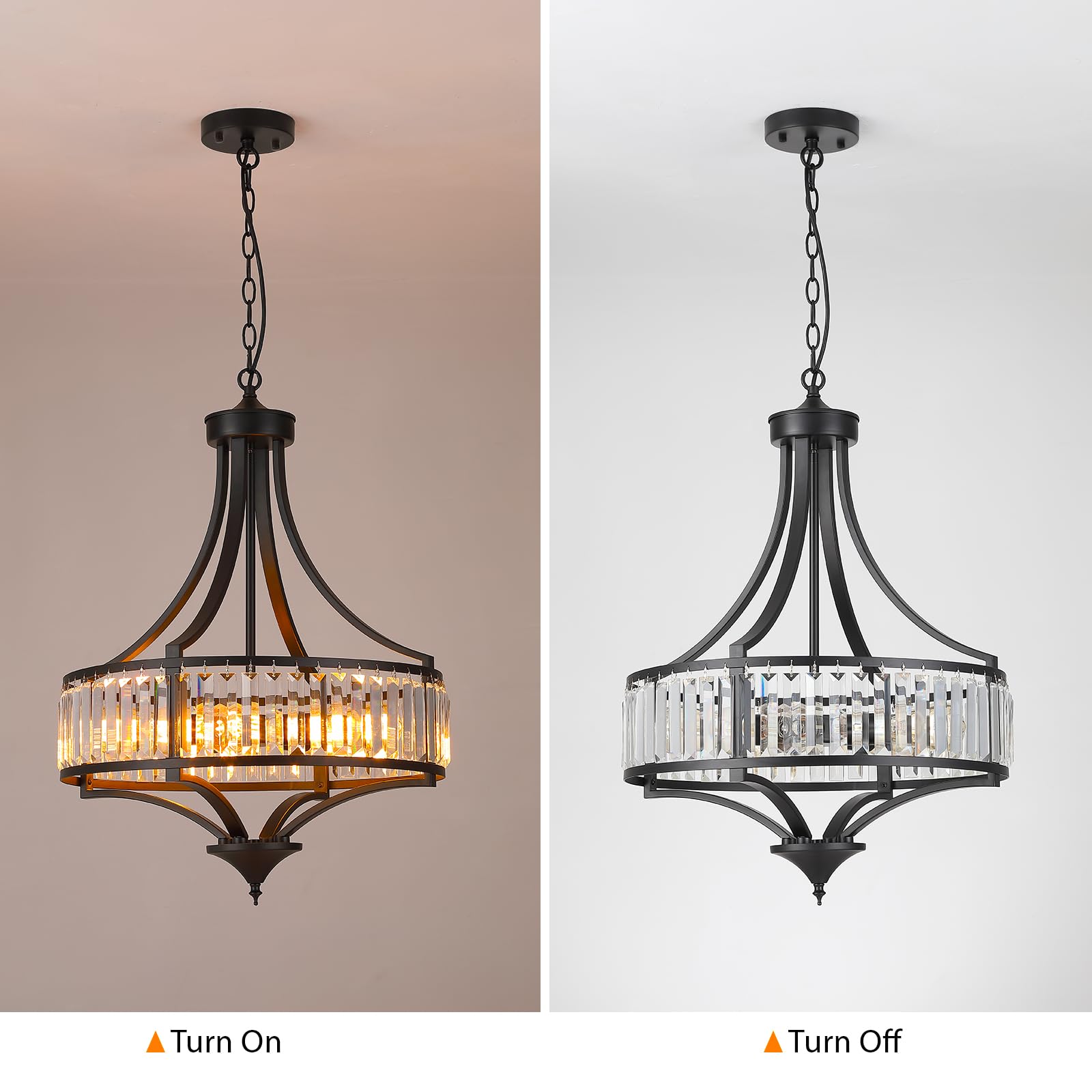 Modern Chrome Cystal Chandelier, 20 Inch Large Ceiling Pendant Light Fixture