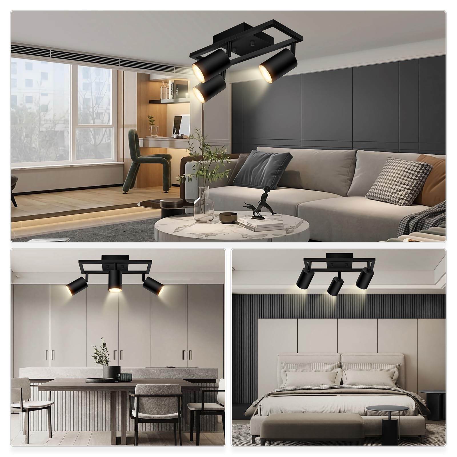 Track Lighting Fixtures Ceiling, 3 Way Track Lighting Kit, LED Track Lighting