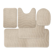 5-Piece Bathroom Rug Set - Memory Foam Bath Mat, Non-Slip, Water Absorbent