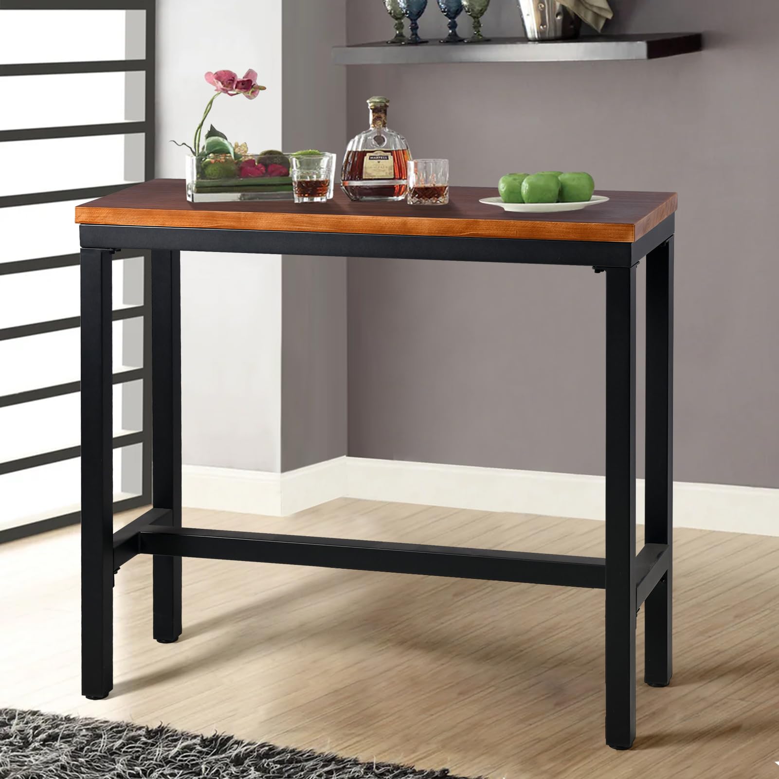 Bar Table, 47.24"L×41.33"H Bar Height Pub Table High Top Rectangular Sofa Console