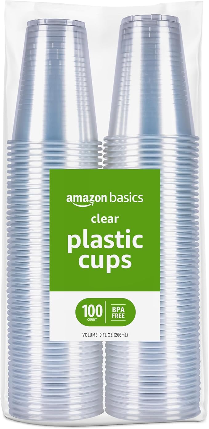 Small Disposable Clear Plastic Cups, 9oz, 100 Count