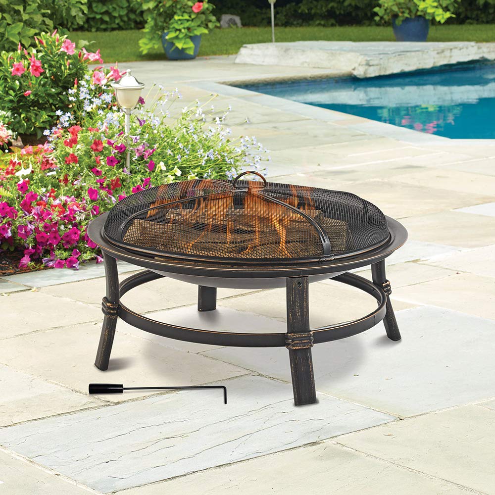 WAD15121MT Brushed Copper Wood Burning Outdoor Firebowl