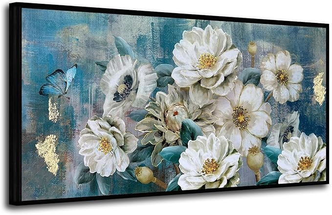 Tree Wall Art Teal Blue Nature Tree of Life Abstract Canvas Painting Textured Picture