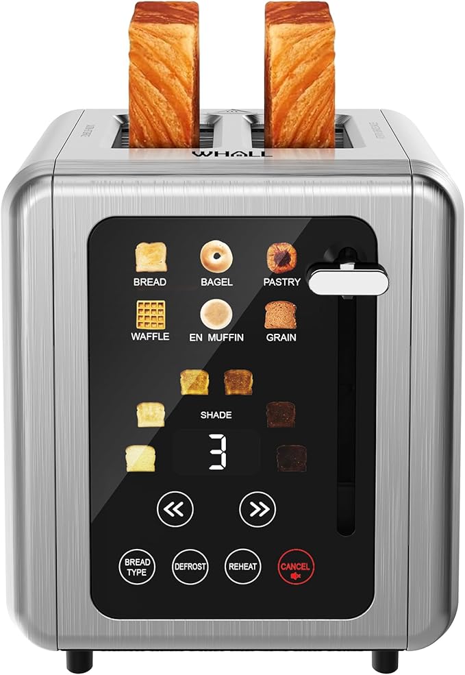 Touch Screen Toaster 2 Slice,Stainless Steel Digital Timer Toasters