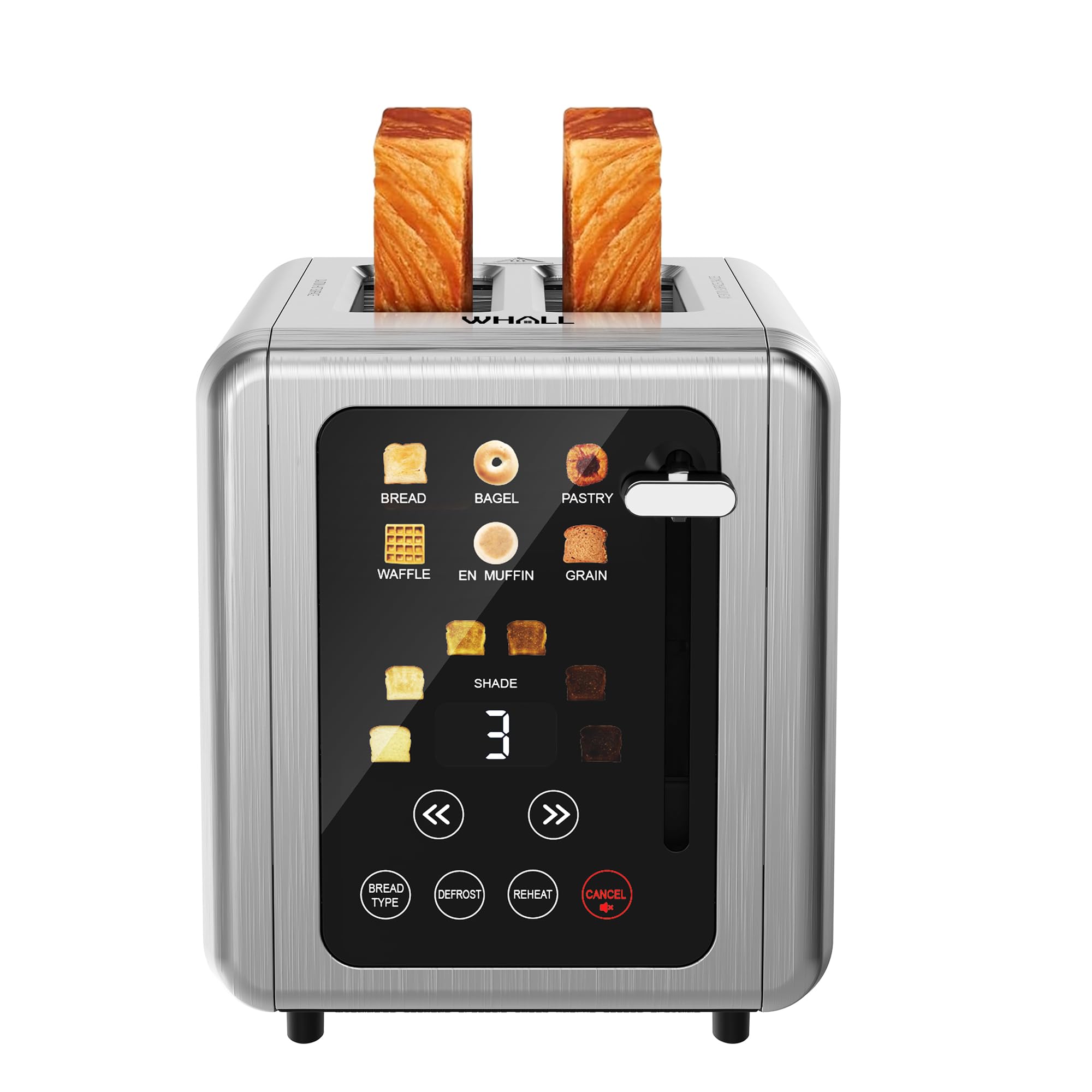Touch Screen Toaster 2 Slice,Stainless Steel Digital Timer Toasters