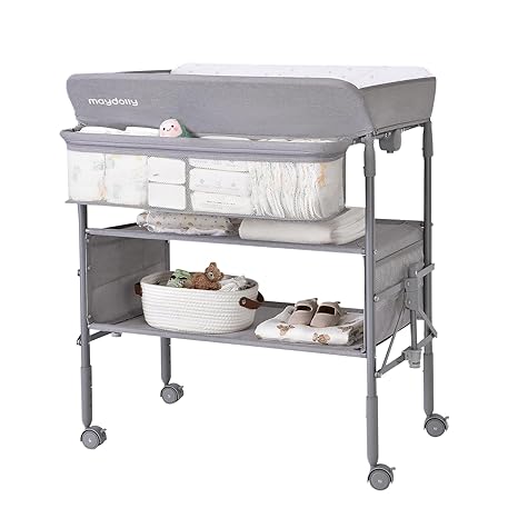 Changing Table with Wheels, Maydolly Portable Foldable Changing Table
