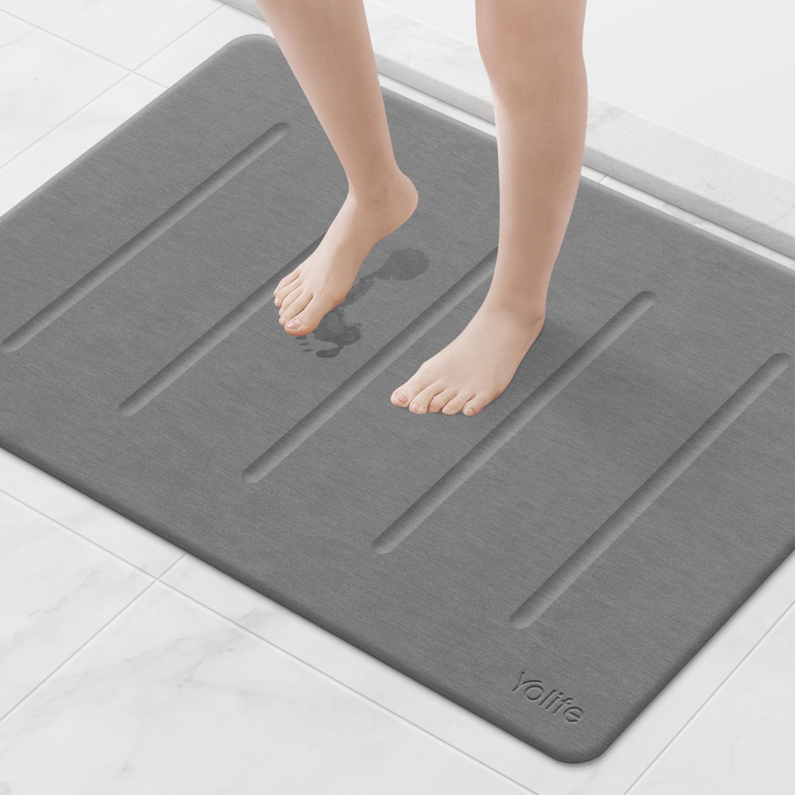 Stone Bath Mat Large, 32" x 20" Diatomaceous Earth Bath Mat for Bathroom