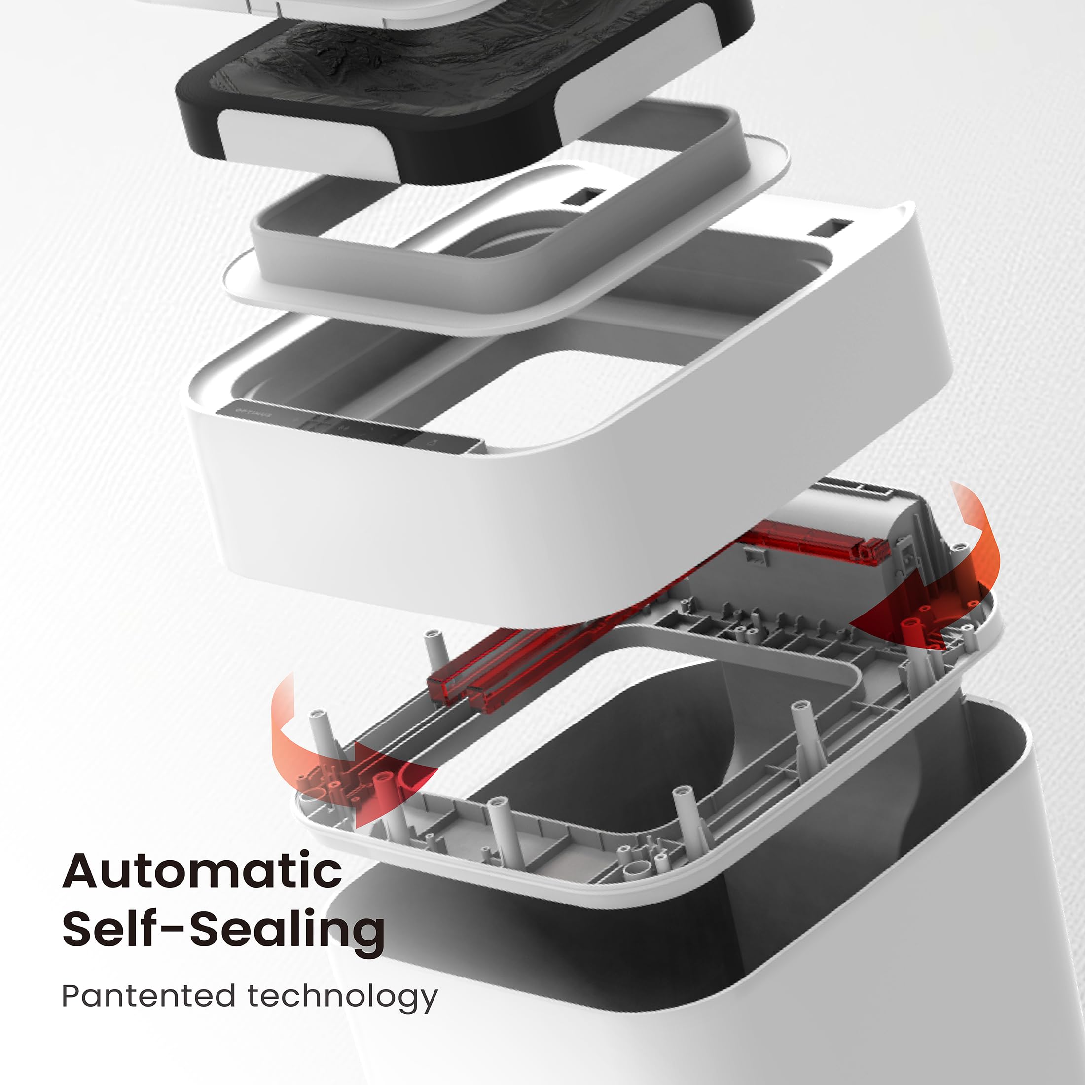 OPTIMUS DESIGN STUDIO Automatic Self Changing Trash Can, Self Sealing Motion Sensor Touchless Kitchen/Bathroom/Office, 4.5Gallon 17L (1-Refill Ring)