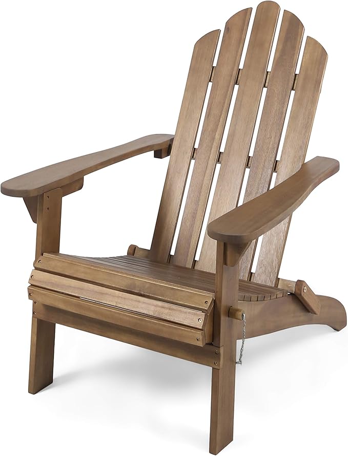 Cara Outdoor Foldable Acacia Wood Adirondack Chair, White Finish