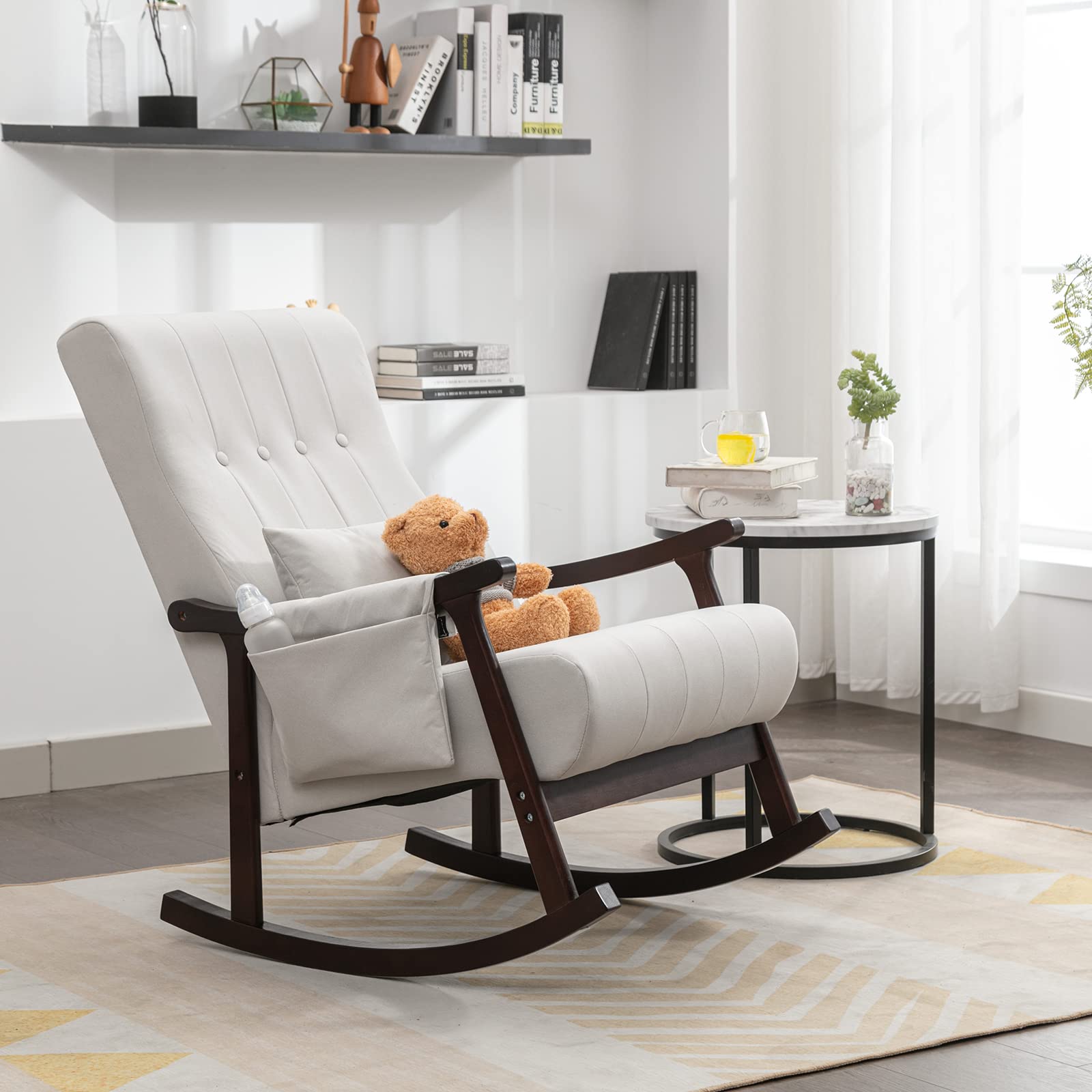 Rocking Chair Nursery, Rocker Glider Chair for Nursery High Back, Accent Living Room