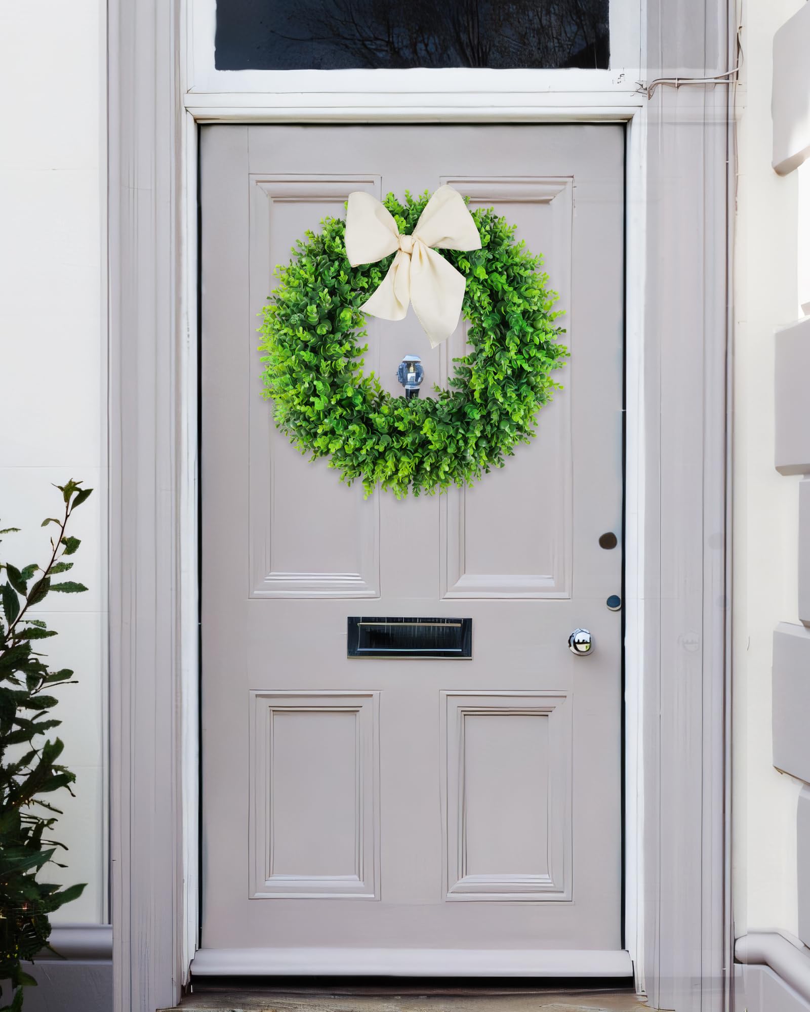 Large Boxwood Wreath Front Door 24'' Artificial Spring Wreath