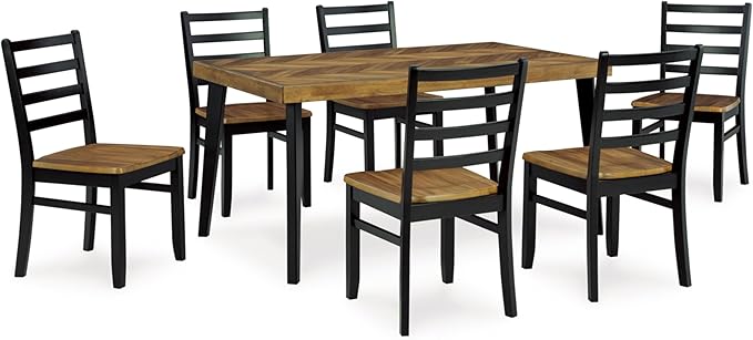 Skempton Cottage Dining Room Table Set with 6 Upholstered Chairs, Whitewash