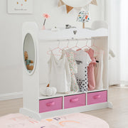 Kids Armoire Dress-Up Closet w/Mirror,Open Hanging Wardrobe w/Clothes