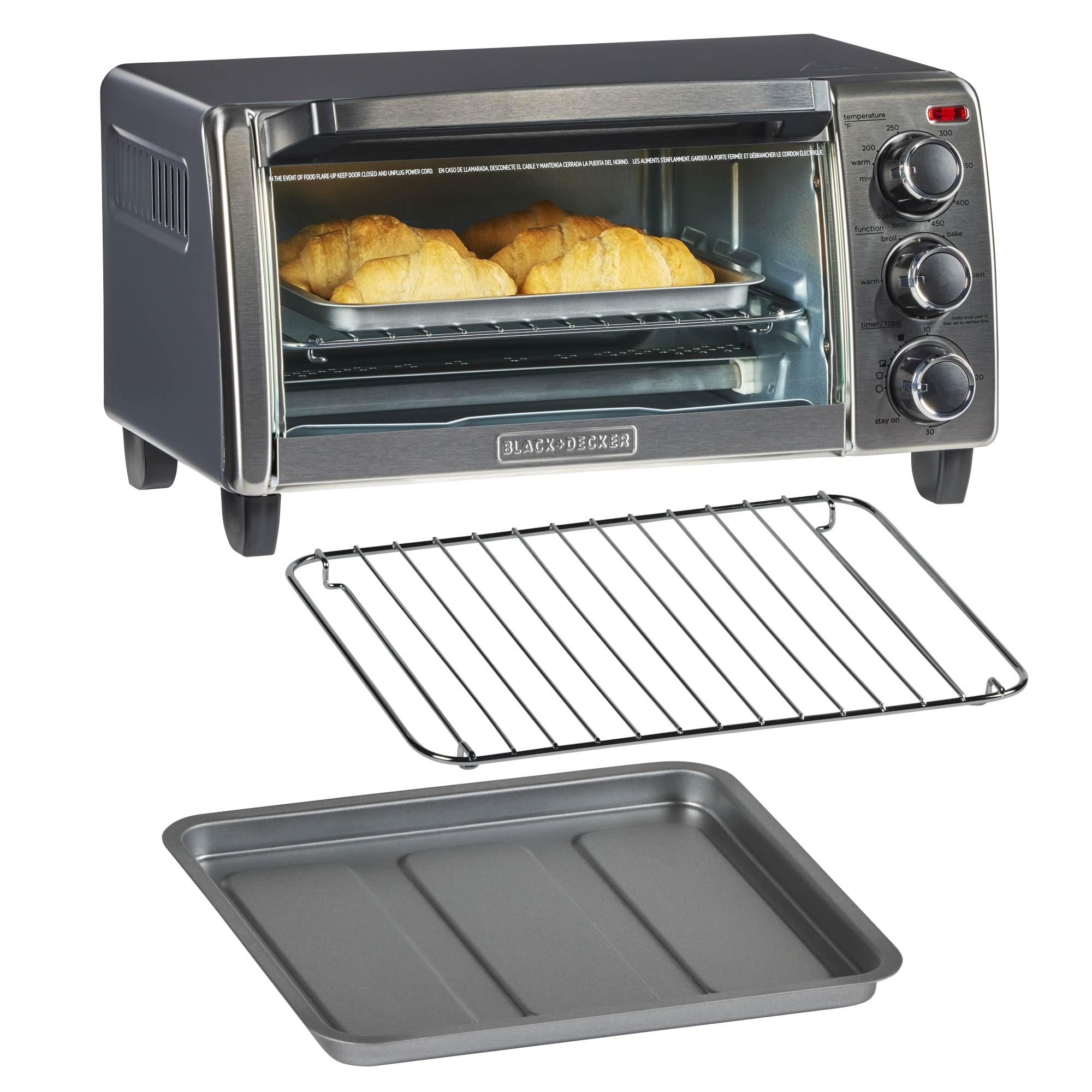4-Slice Toaster Oven, Even Toast, 4 Cooking Functions Bake, Broil