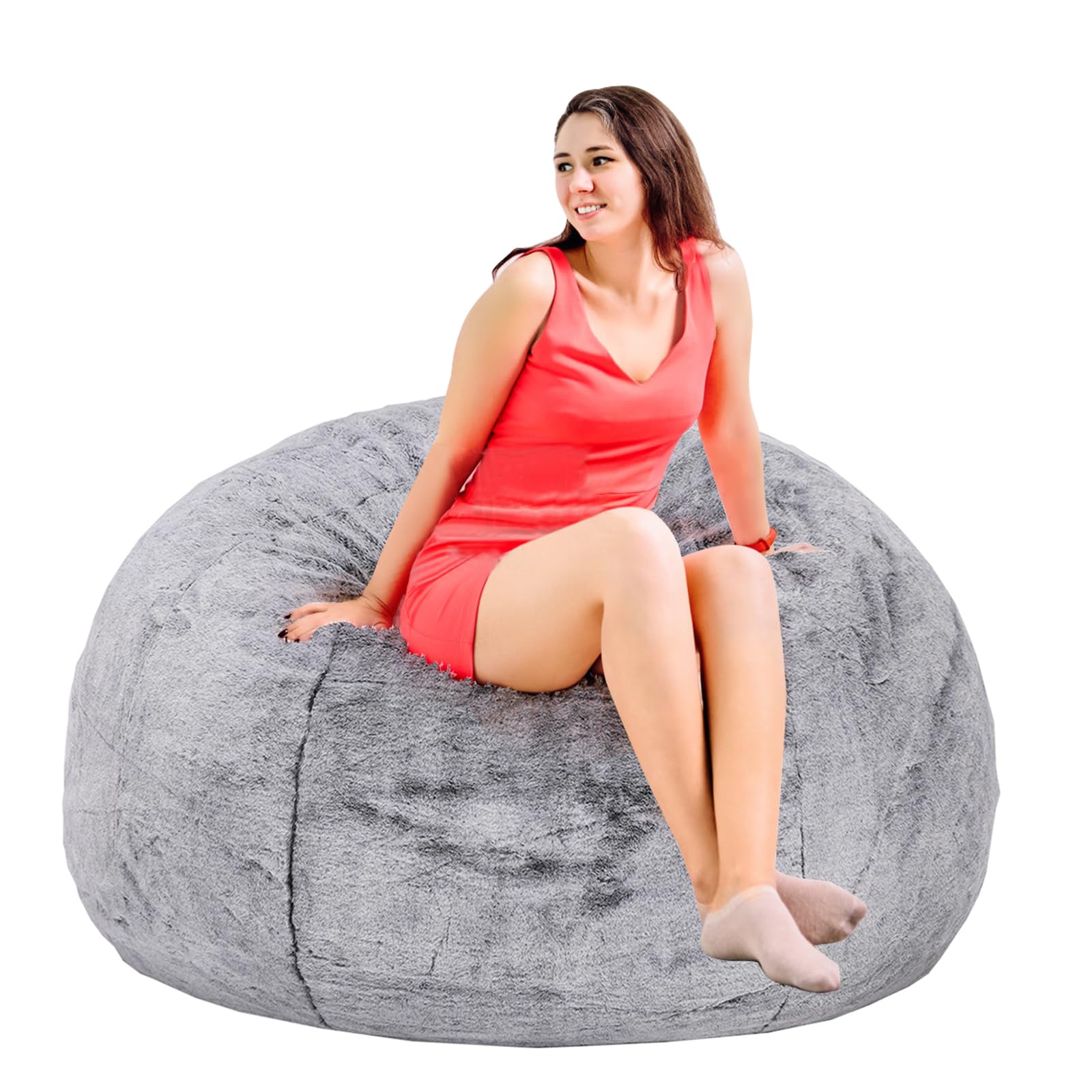 Bean Bag Chairs for Adults, Grey Memory Foam Filled