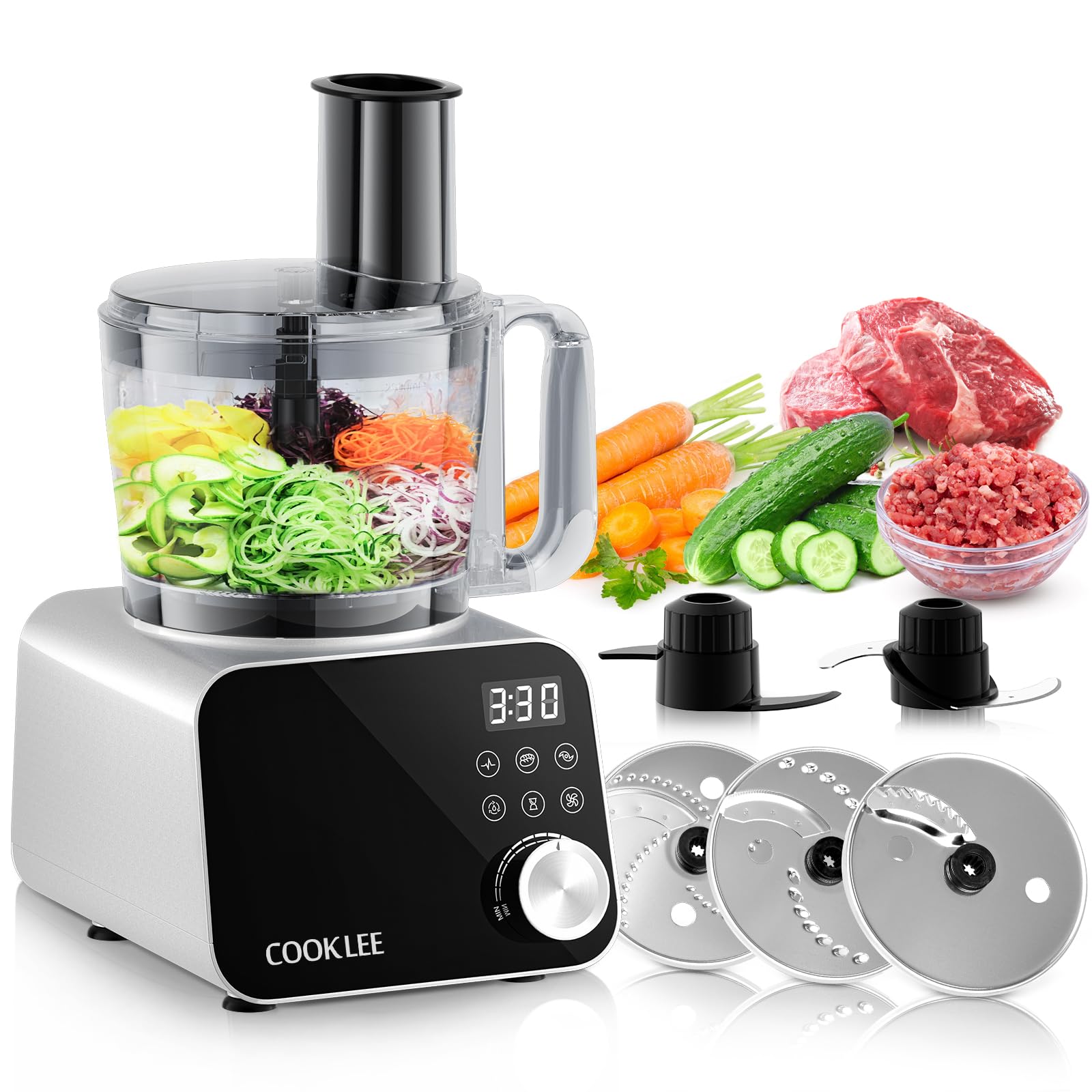 Food Processor, 600 Watts, 6 Functions Electric Food Chopper for Chopping