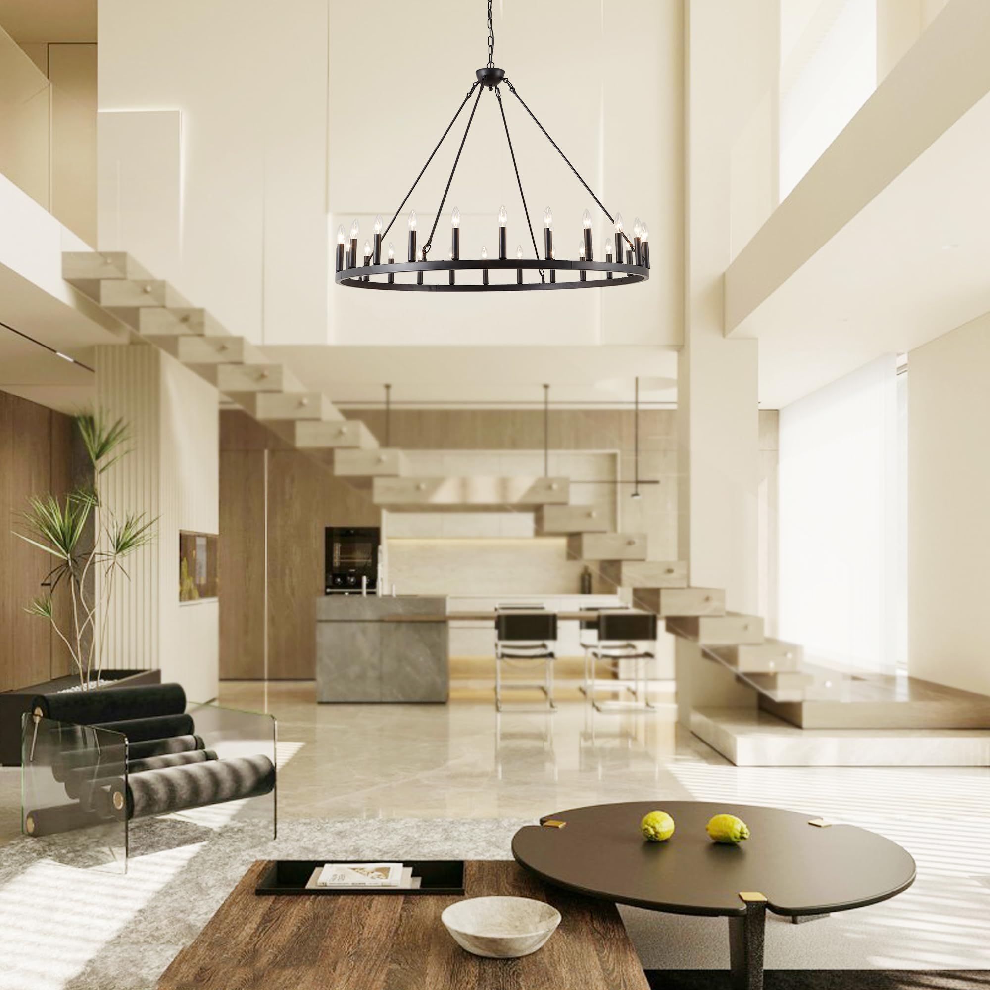 Wagon Wheel Lighting Round Chandelier for Dining Room Large Chandeliers for High