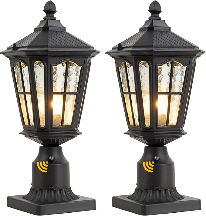 Lamp Post Light with 3-Inch Pier Mount Base, Solar Post Lights Outdoor Classic