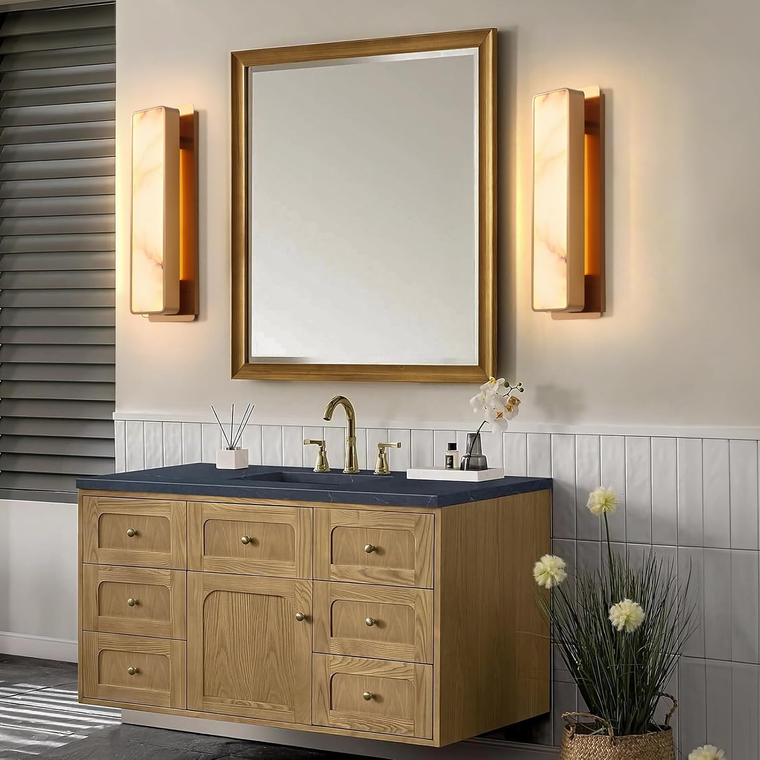 LED Natural Alabaster Gypsum Wall lamp 15W Warm Yellow 2700K Wall Mounted Wall lamp