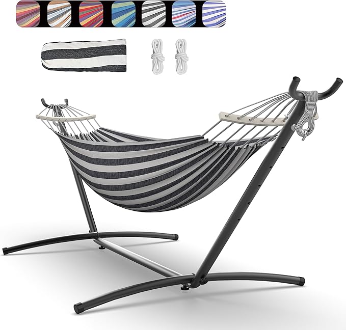 Double Hammock with Heavy-Duty Steel Stand,Portable,Easy Assembly