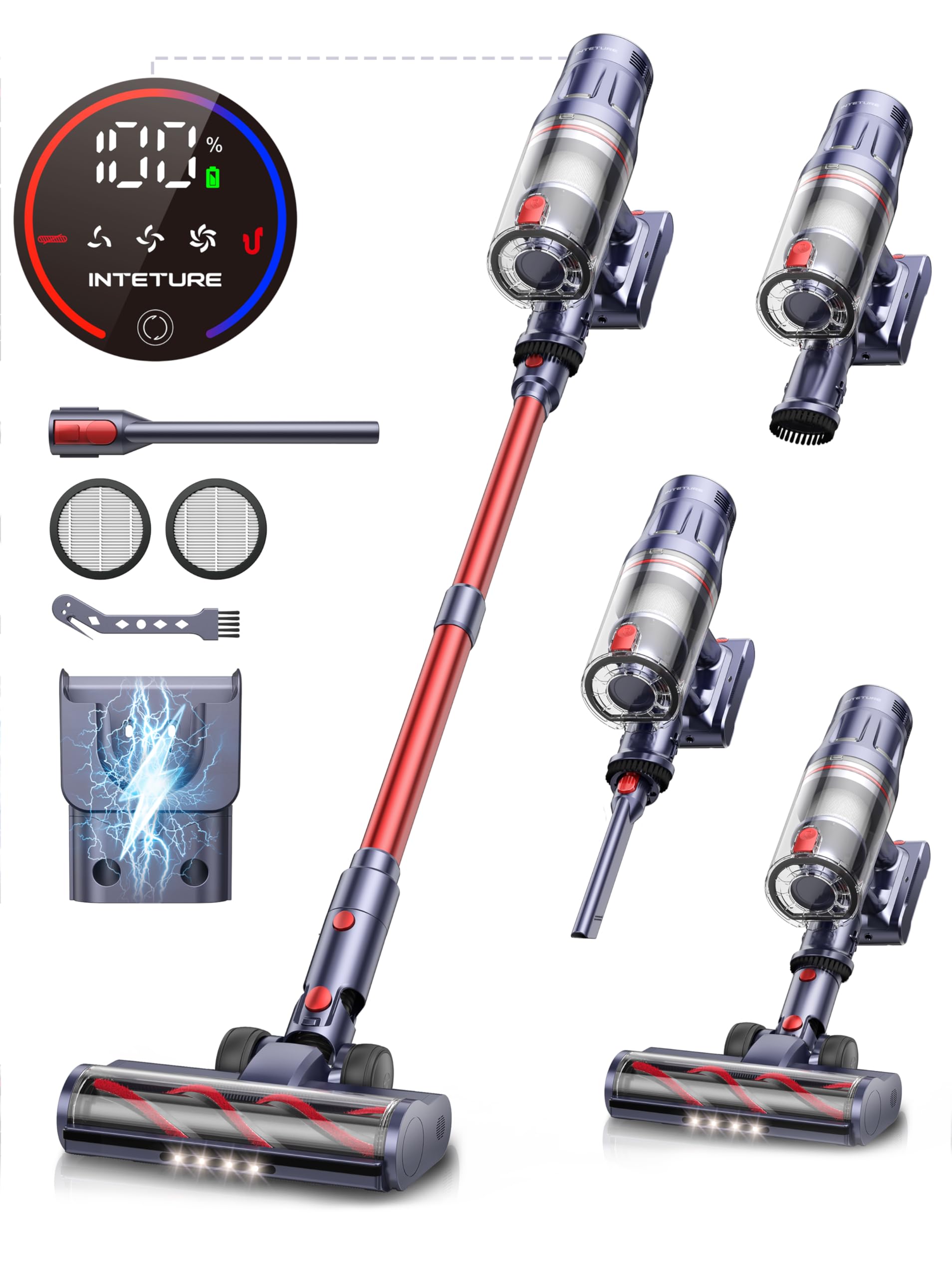 Cordless Vacuum Cleaner, 550W 45Kpa Vacuum Cleaners for Home, Stick Vacuum