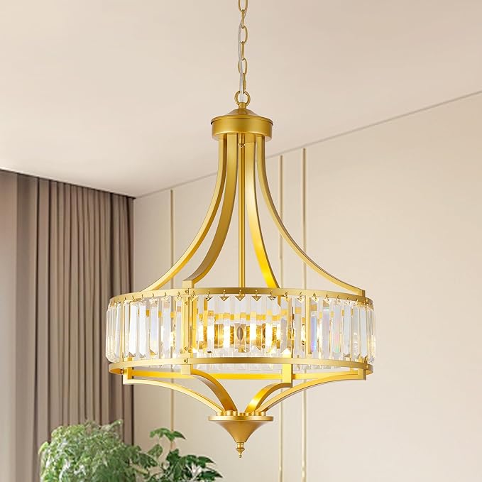 Modern Chrome Cystal Chandelier, 20 Inch Large Ceiling Pendant Light Fixture