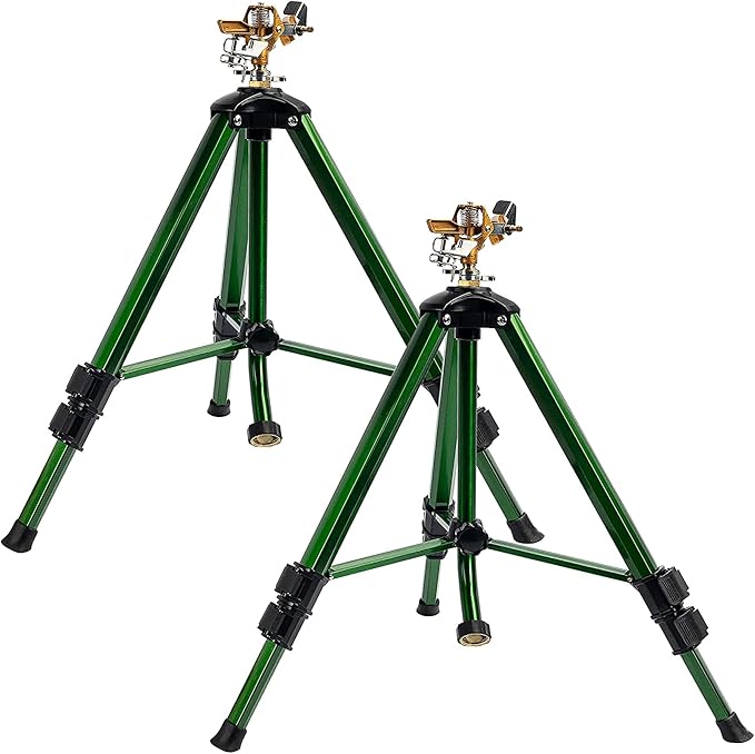 6 Pack Extra Tall Lawn Sprinklers, Heavy Duty Tripod Sprinklers with Brass Sprinkler Head