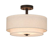 Drum Semi Flush Light, 3 Light Semi Flush Mount Ceiling Light Fixture with Fabric