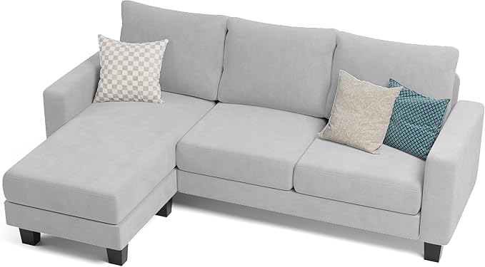 Sofa for Living Room, Couch with Convertible Chaise