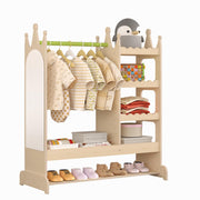 Dress Up Storage with Mirror, Toddler Armoire Closet, Crown Design Costume