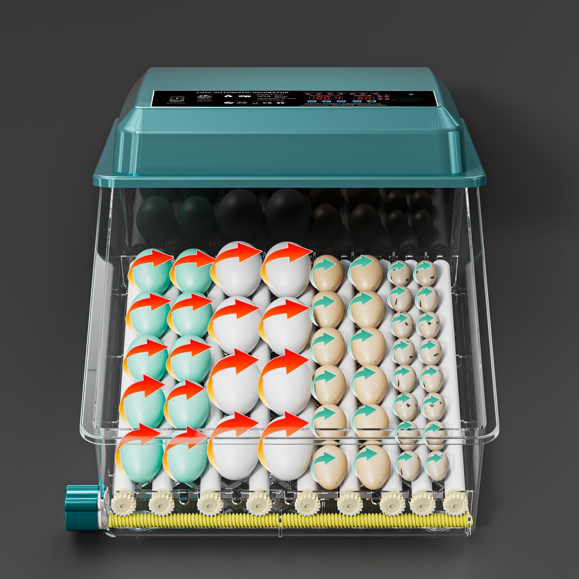 36-Tray, Digital Humidity Control with Auto Flip, Adjustable Egg Spacing
