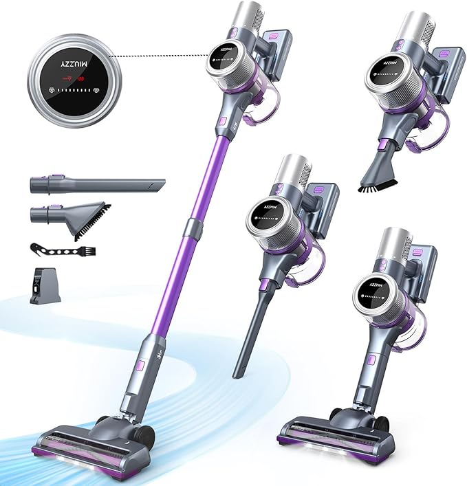 Cordless Vacuum Cleaner, 190AW Powerful Suction, Max 60min Runtime