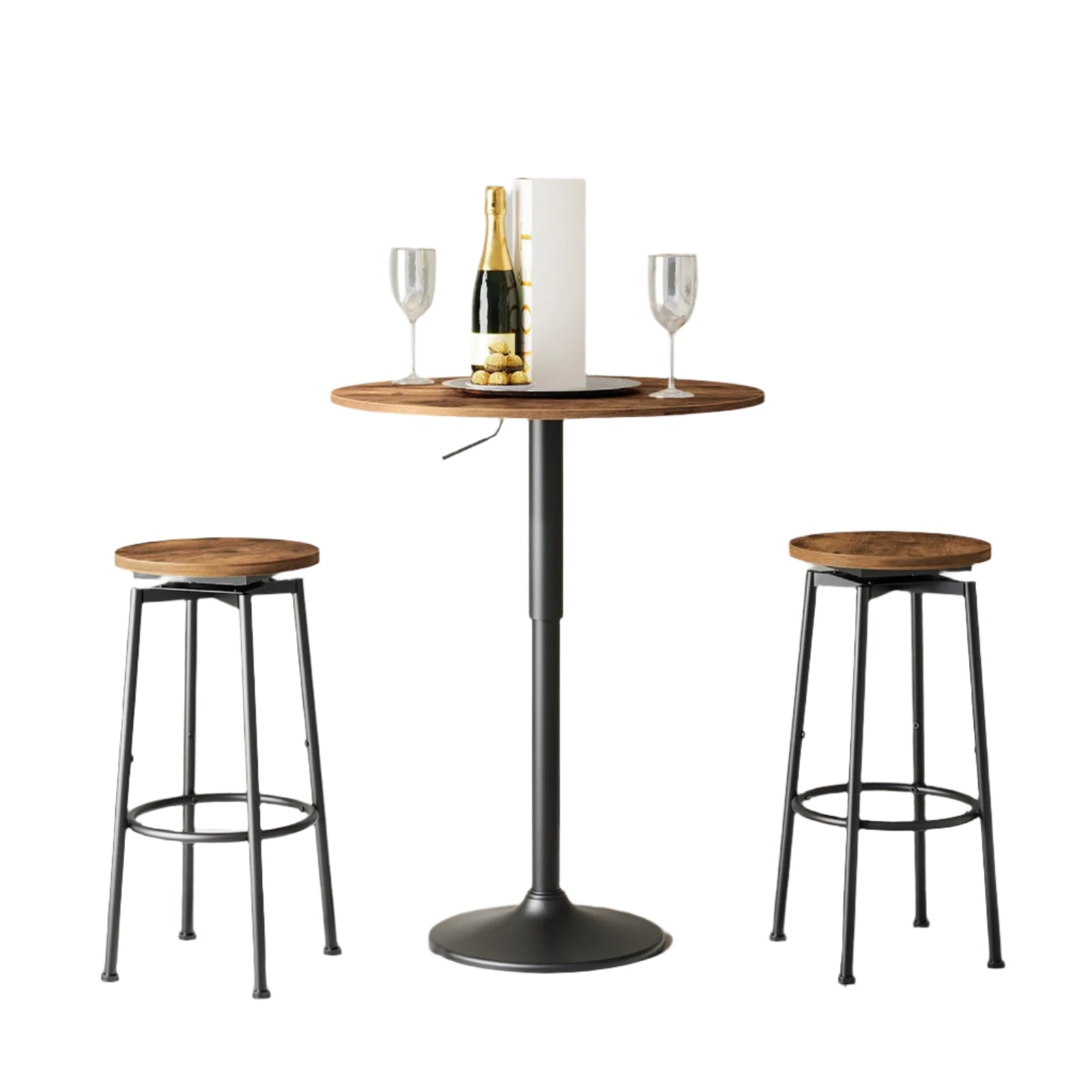 Bar Stools, Swivel Bar Stools Set of 2, 24.9" Round Bar Chairs