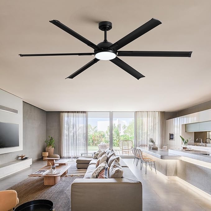 Inch Large Ceiling Fan with 6 Aluminum Blades, 6-Speed, 3-CCT, Turbo DC Motor,