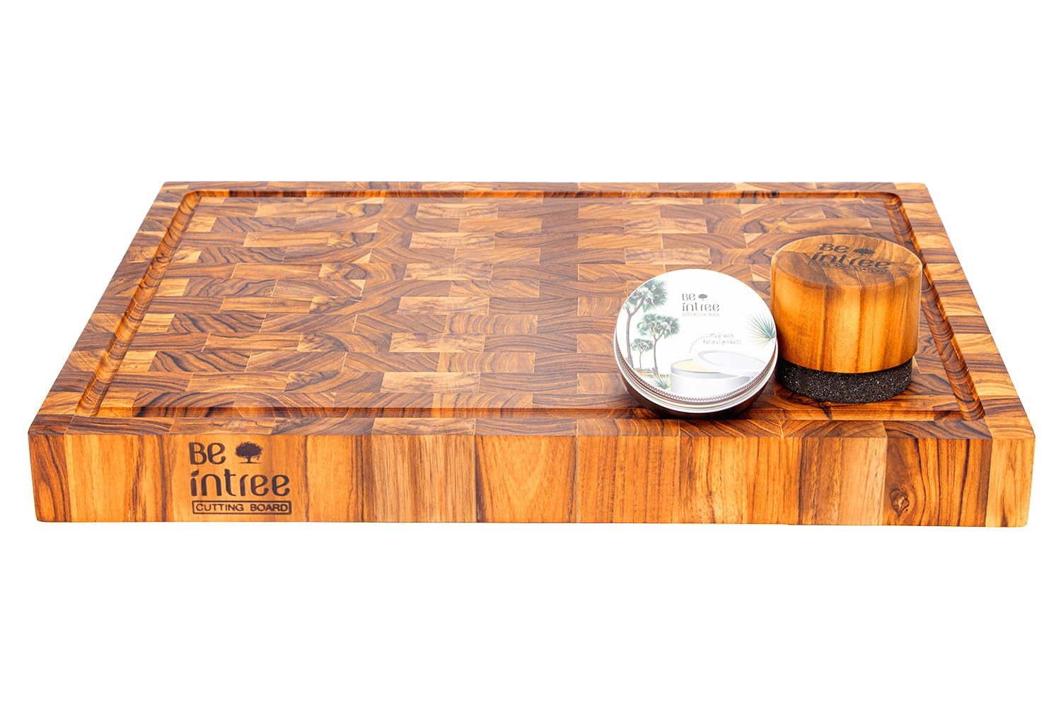 Premium Teak Wood Butcher Block Cutting Board Set - Complete Set with End Grain Board