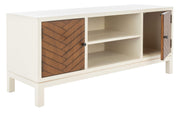 Home Collection Ajana Distressed White and Honey Brown 2-Door 1-Shelf Media 50-inch