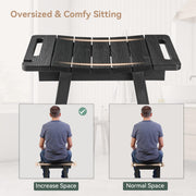 LUE BONA Shower Bench, HDPS Shower Seat with Storage Shelf, Waterproof Shower Chair, Non-Slip Shower Stool for Adults, Elderly, Disabled, Seniors, Large Size, Black